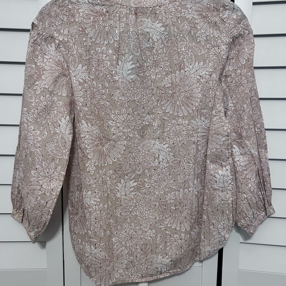 LOFT Women's Beige Floral Blouse - Picture 5 of 5